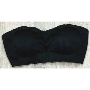 Black Bandeau Strapless XL Bra Padded Support Seamless Bralette Wireless Comfort